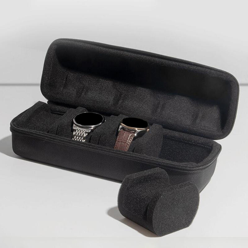 Unique Zipper Travel Watch Storage Box For Women Men Black Portable Carrying Watch Case For Smartwatch Wristwatch Organizer