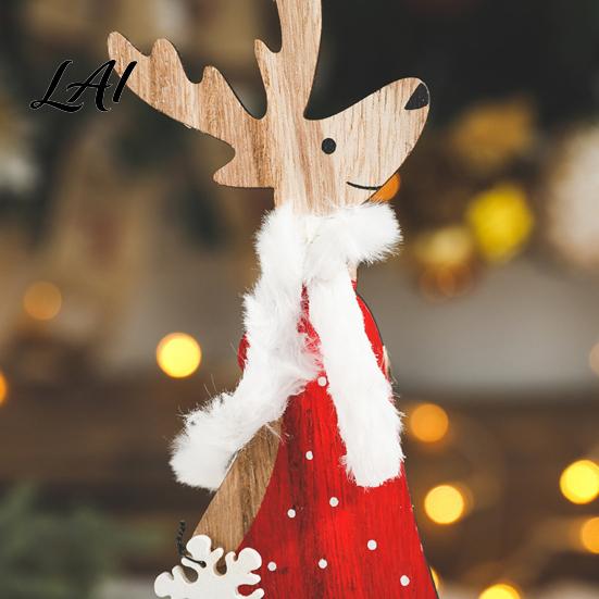 Rustic Holiday Centerpieces for Home Wooden Christmas Reindeer Figurines Handpainted Couple Elk Tabletop Ornaments Xmas Small Decorations
