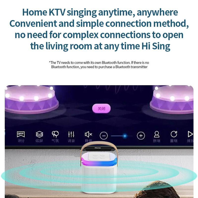 Y1 Wireless Dual Microphones Karaoke Machine KTV DSP System Bluetooth 5.3 PA Speaker HIFI Stereo Surround RGB Colorful LED Lights