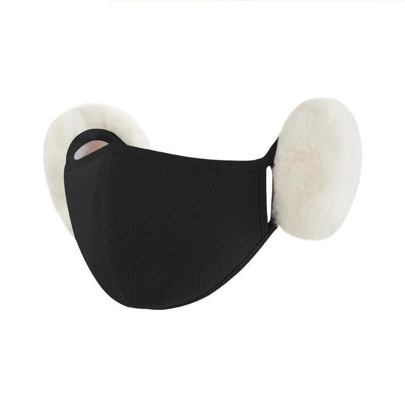 WTEMPO 1PC Winter Warm Plush Cute Earmuffs Simple Solid Color Three-dimensional Shape Your Face Face Masks Breathable Windproof Cold-proof Earmuffs