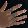 SHIXIN 6Pcs/Set Vintage Silver Color Star Open Ring Set for Men Punk Geometric Adjustable Finger Ring Fashion Male Jewelry Gift