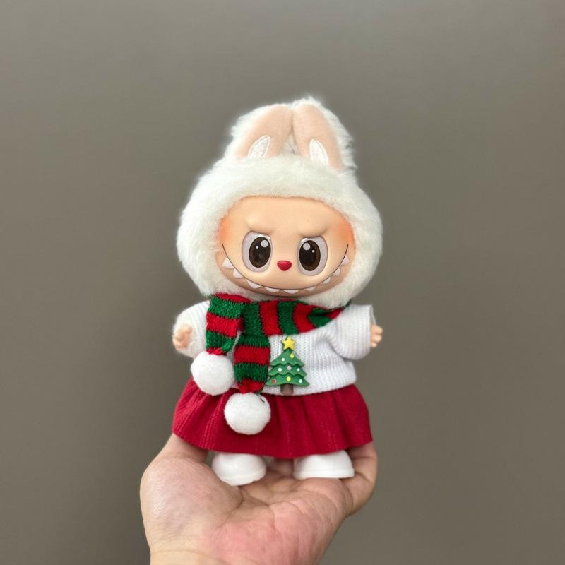 

Doll Clothes For 15-17CM Labubu Clothing Merry Christmas Hat Scarf Elk Snowman Set Mini Plush Doll Accessory New Year Dress Gift