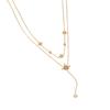 Long Y-shaped stainless steel necklace with eight-pointed star pendant, elegant clavicle chain jewelry
