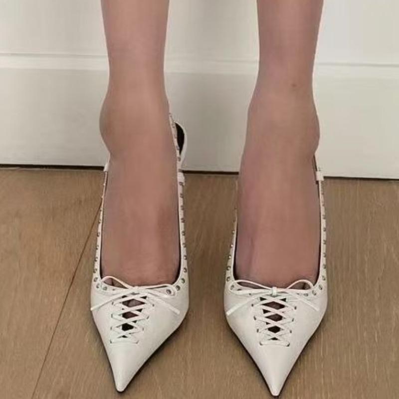 Sexy Women High Heels Sandals Bow Pointed Toe Heeled Shoes Dress Party Woman Slippers Designer 2025 New Summer Pumps Sandalias