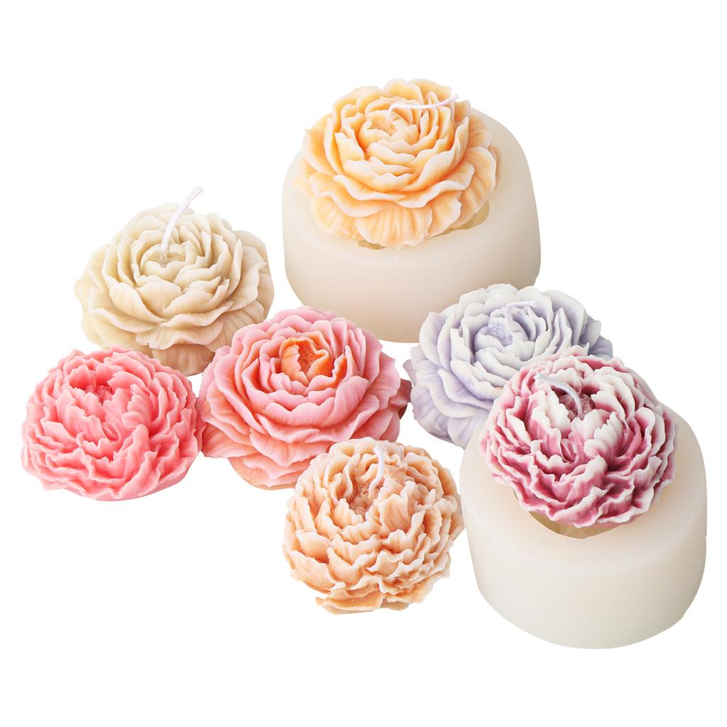 Peony Flower Silicone Soap Molds 3D Resin Candle Molds Flower Fondant Silicone Mold for Handmade Cake Decoration Cupcake Jelly C