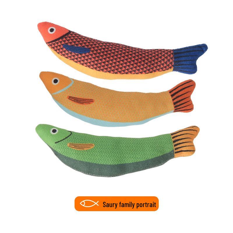 Realistic Plush Fish Cat Chew Toy