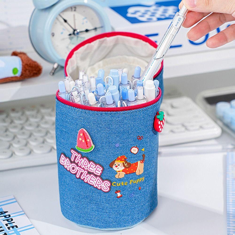 Puppy Pattern Pencil Storage Bag INS Makeup Brush Storage Bucket  School Office Supplies