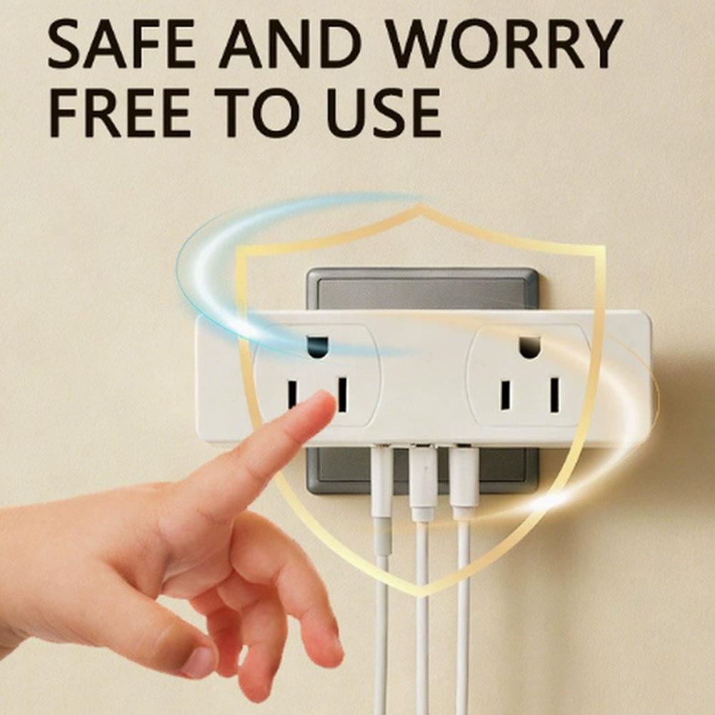 AC Socket Extender with 4 Outlets 2 USB-A and 1 USB-C Charging Ports Designed for Efficient Power Distribution