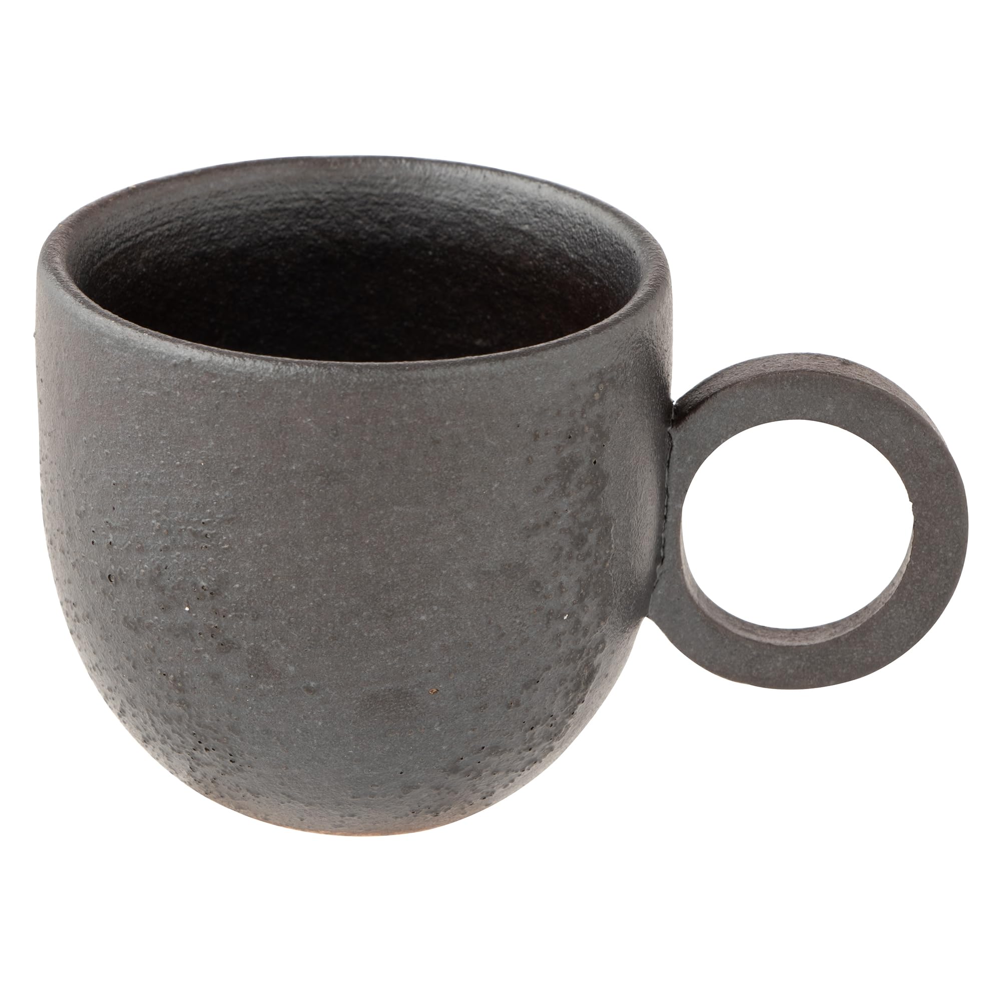 

Marui Seito Shigaraki Ware Hechimon Mug, Espresso Cup, Approx. 80ml Capacity, Hana Wabi Pattern, Black, MR-3-4370