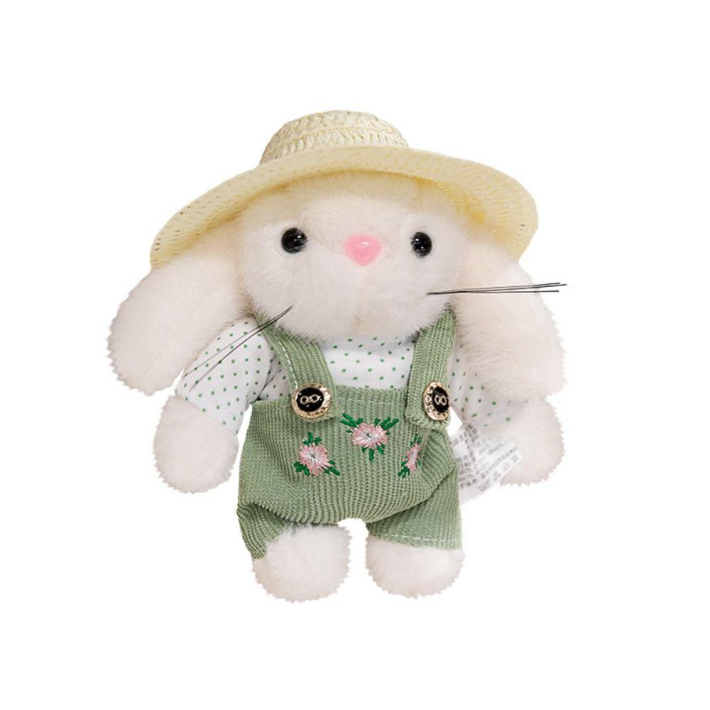 Clothes and Hats Gardener Little Rabbit Doll Handmade Rabbit Plush Doll Backpack Decor