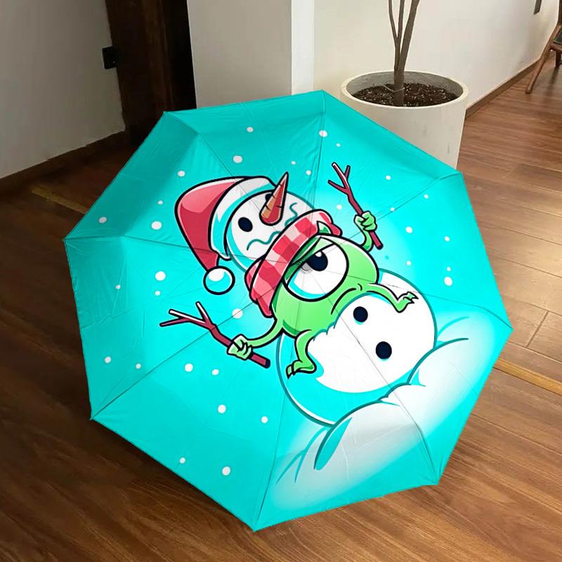 

1pc Snowman with Frog Automatic Open/Close Umbrella, Formal Events - Ideal Gift for Family or Friends, Outdoor Accessory yy251211172