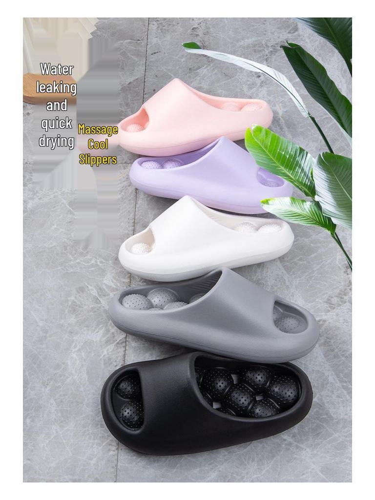 Men's Non-Slip Thick-Soled Summer Indoor Slippers with Unique Massage Design