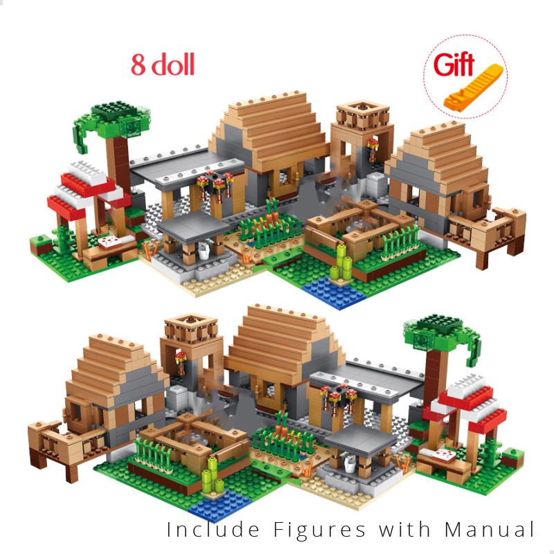 My World The Farm Cottage Village House Building Blocks with Figures Compatible 21128 DIY Bricks Toys