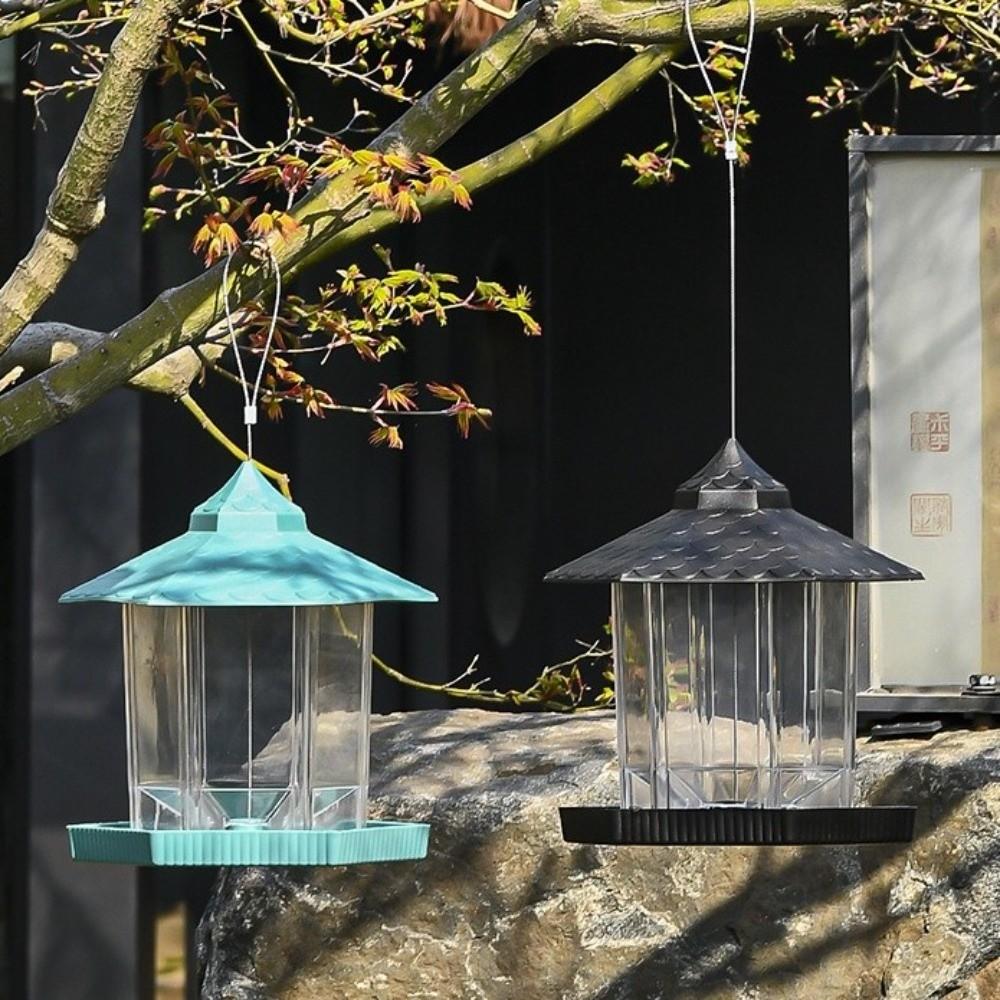 Plastic Bird Feeding Station Large Capacity Food Container Bird Food Dispenser Backyard Feeding