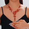 European & American Retro Floral Necklace and Earrings Set with Crystals, Autumn 2025 Collection