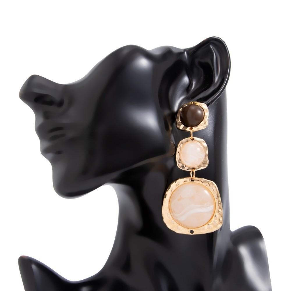 Gold Tone Resin Drop Earrings Three Layer Long Tassel Earrings Holiday Gifts