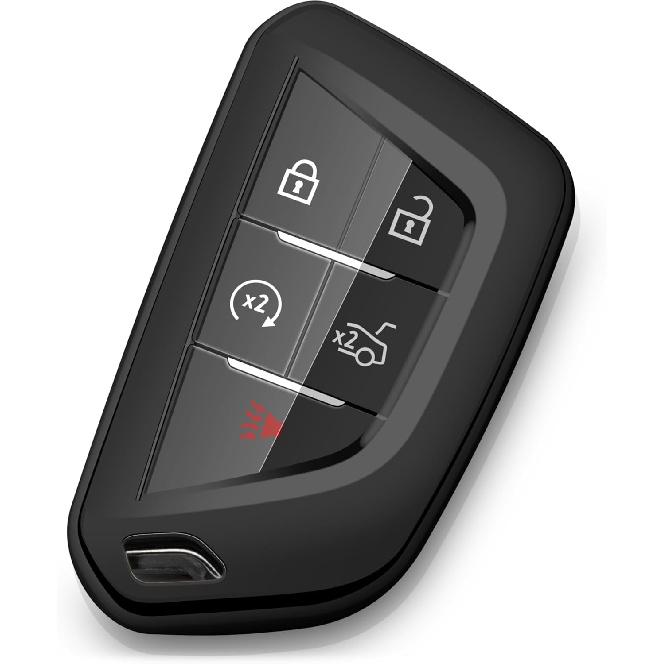 Compatible with Cadillac Key Fob Cover for Cadillac Escalade CT4 V CT5 V Lyriq Optiq Vistiq -2026 Car Key Case Black Accessories for key fob (Model A) чёрный