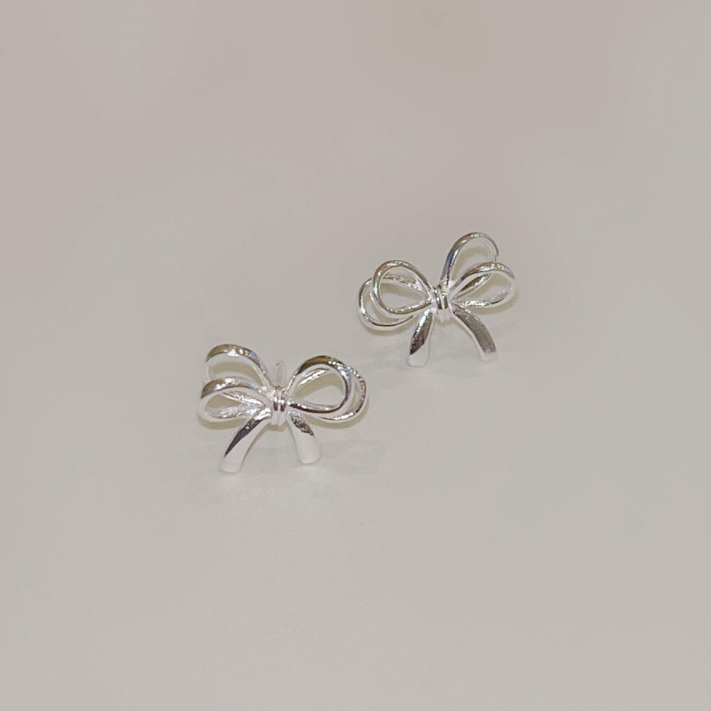 My Omelet [92.5 Silver] Layered Ribbon Silver Earrings