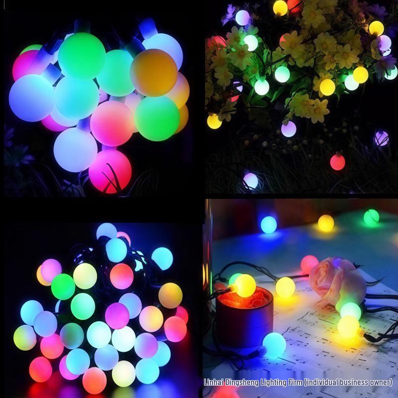 Outdoor Waterproof Solar LED Colorful White Ball String Lights for Camping and Room Decor