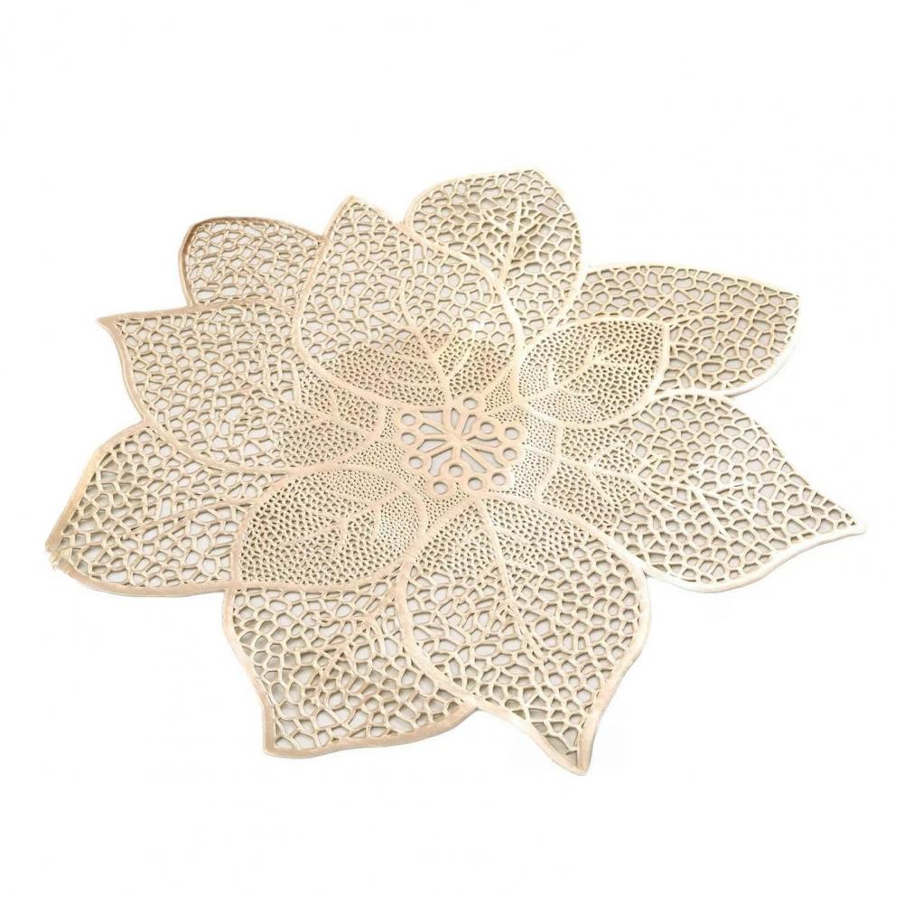 

Водостійка скатертина-підставка Квіткоподібна ПВХ підставка під тарілку Набір Водонепроникна скатертина для обіднього столу для дому Ресторану Портативна Кухня для Сім ї золотистий