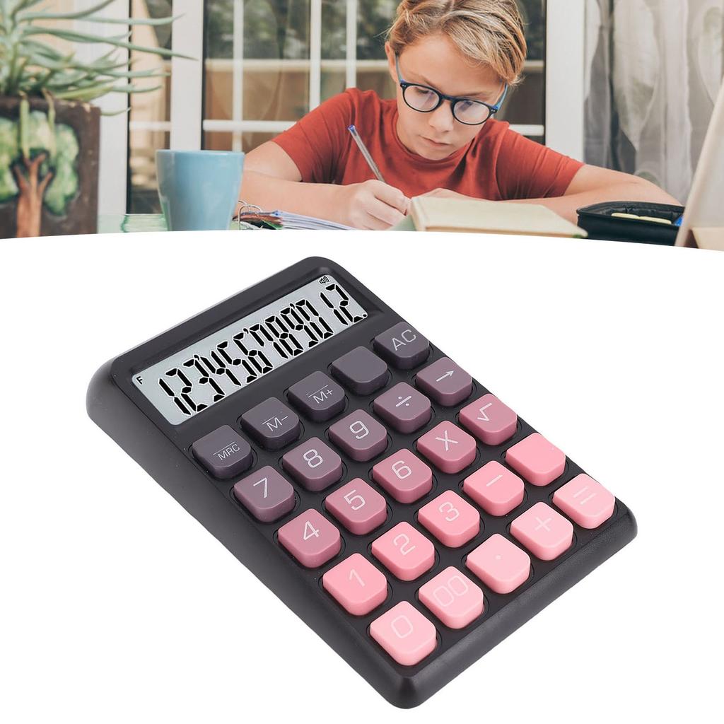 Desktop Calculator 12 Digits LCD Display Large Buttons Ladder Keypad Calculator for   School