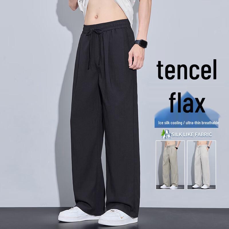 

MEDE Men s Tencel Linen Blend Casual Straight-Leg Pants 3XL