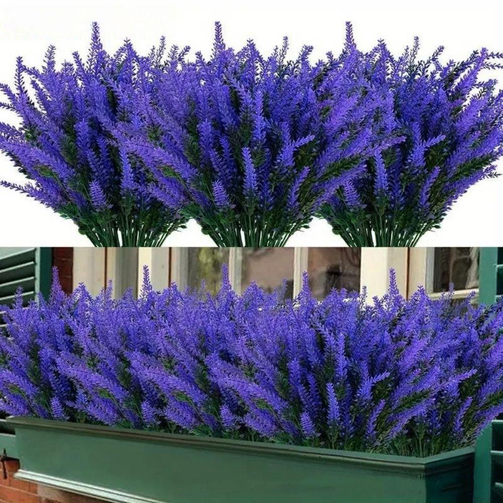 5 Bundles 5 Heads Artificial Lavender Flowers 36cm 7 Colors Outdoors Garden Lavender Flowers Outdoor Plants