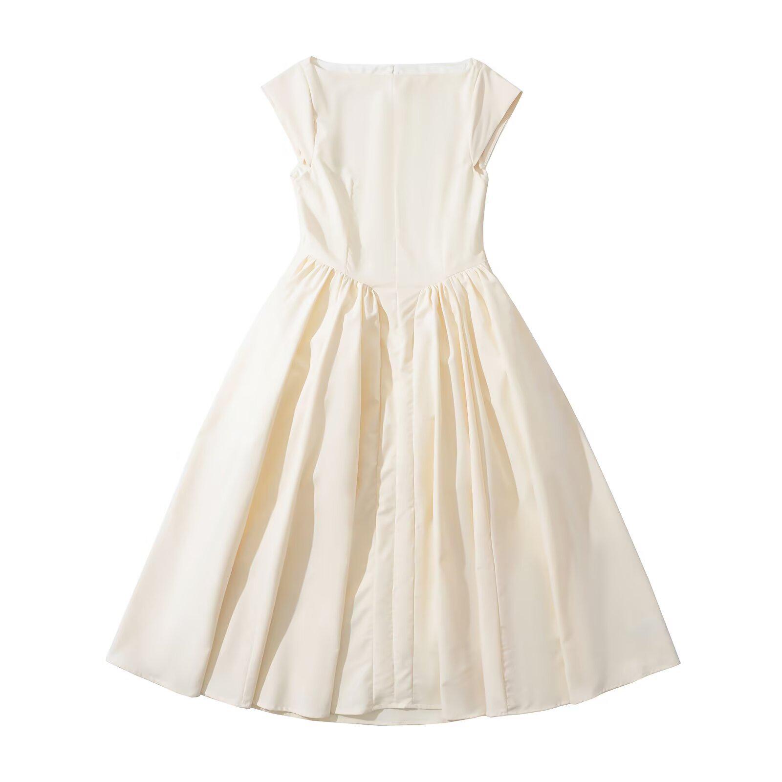 

Весна 2025 Женское платье в европейском и американском стиле, французское, без бретелей, с сеткой Small белый/слоновая кость