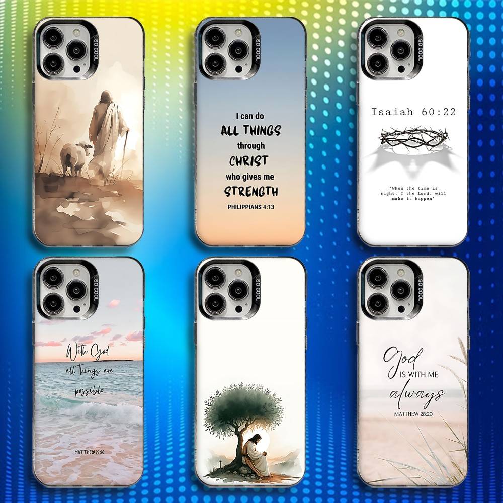 J-Jesus Bible Verse Phone Case For iPhone 17,16,15,14,13,12,X,8,Pro,Max,Plus,E,SE4,Air,Mini IMD Matte Black