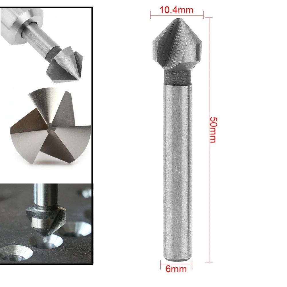 3-Flute Countersink Drill Bit 90 Degree Chamfering Cutters 6.3/8.3/10.4/12.4/16.5/20.5mm For Wood Metal Quick Change Drill Bit