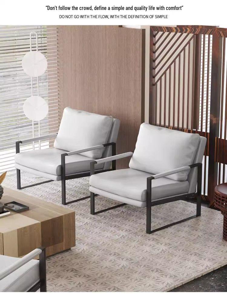 Compact Leather Wrought Iron Chair with Backrest for Home or Office