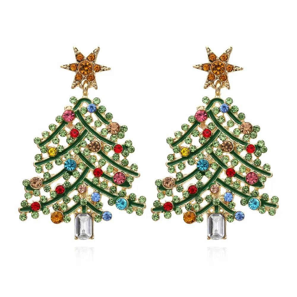 Christmas Santa Snowflake Earrings Cane Candy Bells Elk Earrings Christmas Hat Earrings