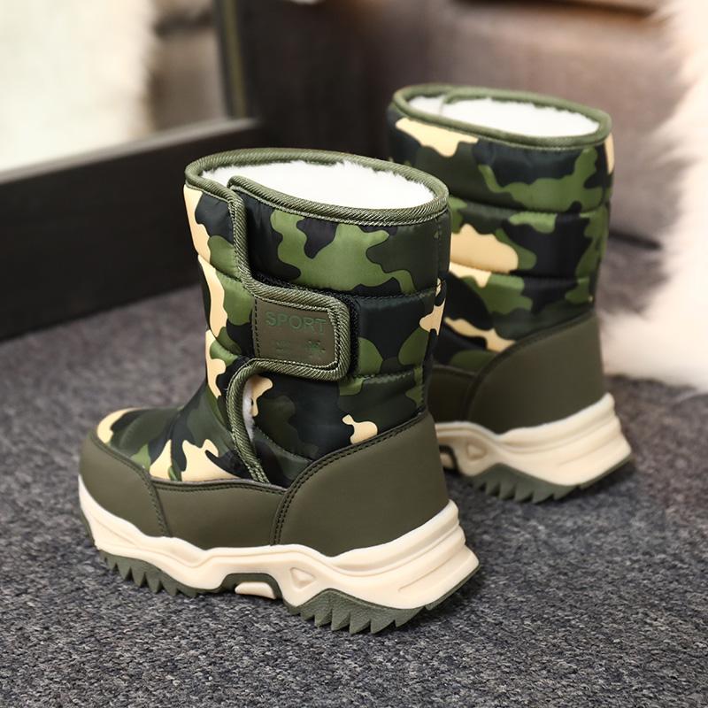 Kids Winter Boots Fashion Convenient Outdoor Thick Sole with Plush Insulation Boy's Snow Boots High Top Cotton Shoes