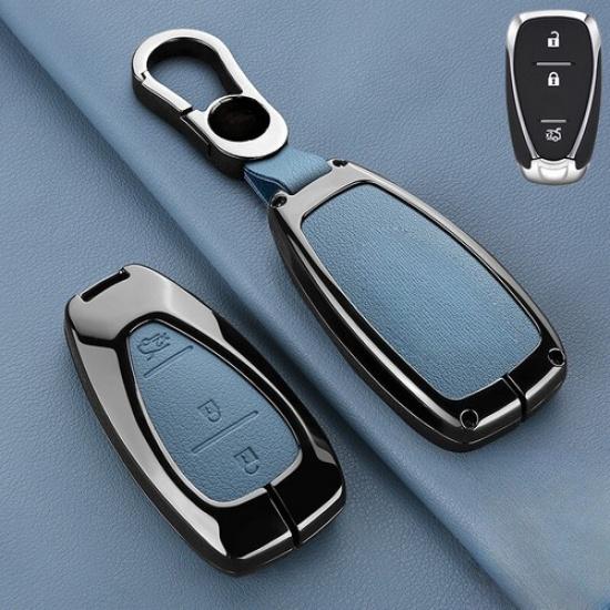 Leather Zinc Alloy Car Key Case Cover For Chevy Spark Trax Camaro Malibu Cruze