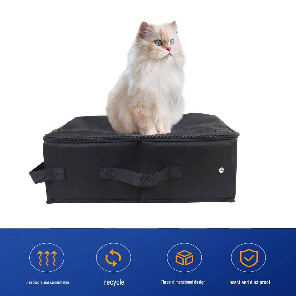 Faltbare Katzentoilette mit Deckel & wasserdichter Tasche - 600D, leicht zu tragen für Reisen