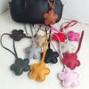 Cute Flower Keychain Women's Exquisite Bag Pendant Creative PU Leather Car Keyring Hand Rope Bag Charm Jewelry Accessory Gifts