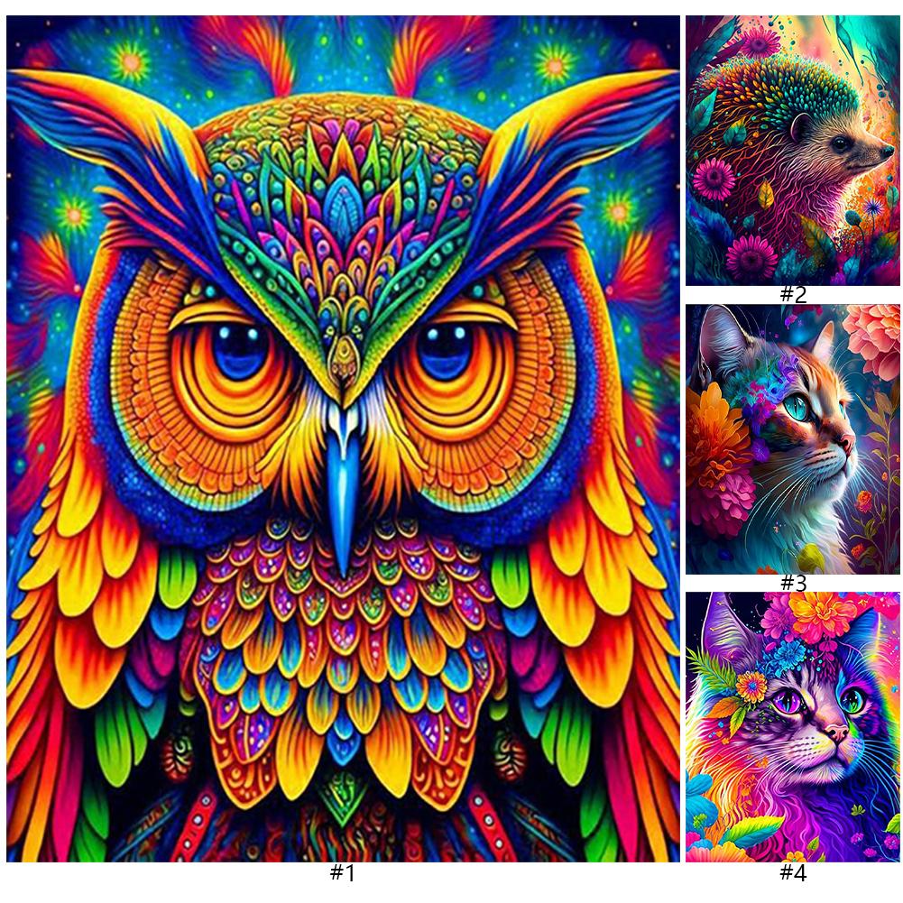 5D DIY Full Round Drill Diamond Painting Coloured Animal Kit Home Decoration