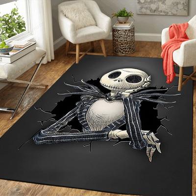 1pc Disney Jack Skellington Pattern Carpet Area Rug Non-slip Carpet Hand Washable Floor Mat Suitable For Living Room Bedroom Home Decor