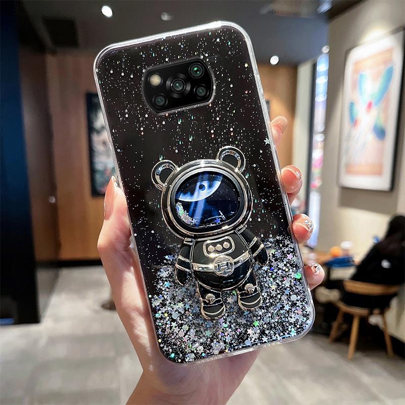 

Чехол Pocox3 Quicksand Astronaut Holder для Xiaomi Mi Poco X3 Pro Nfc X4pro M3 F3, силиконовый чехол-подставка Poko X 3 X3pro Pokox3 poco x3 pro