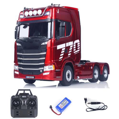 Wheelfun Huina 770S Plastic 1/18 Scale RC Tractor Truck Complete Model RTR 7.4V Battery Radio 19-Channel Lights and Sound Effects Remote Control Lorry