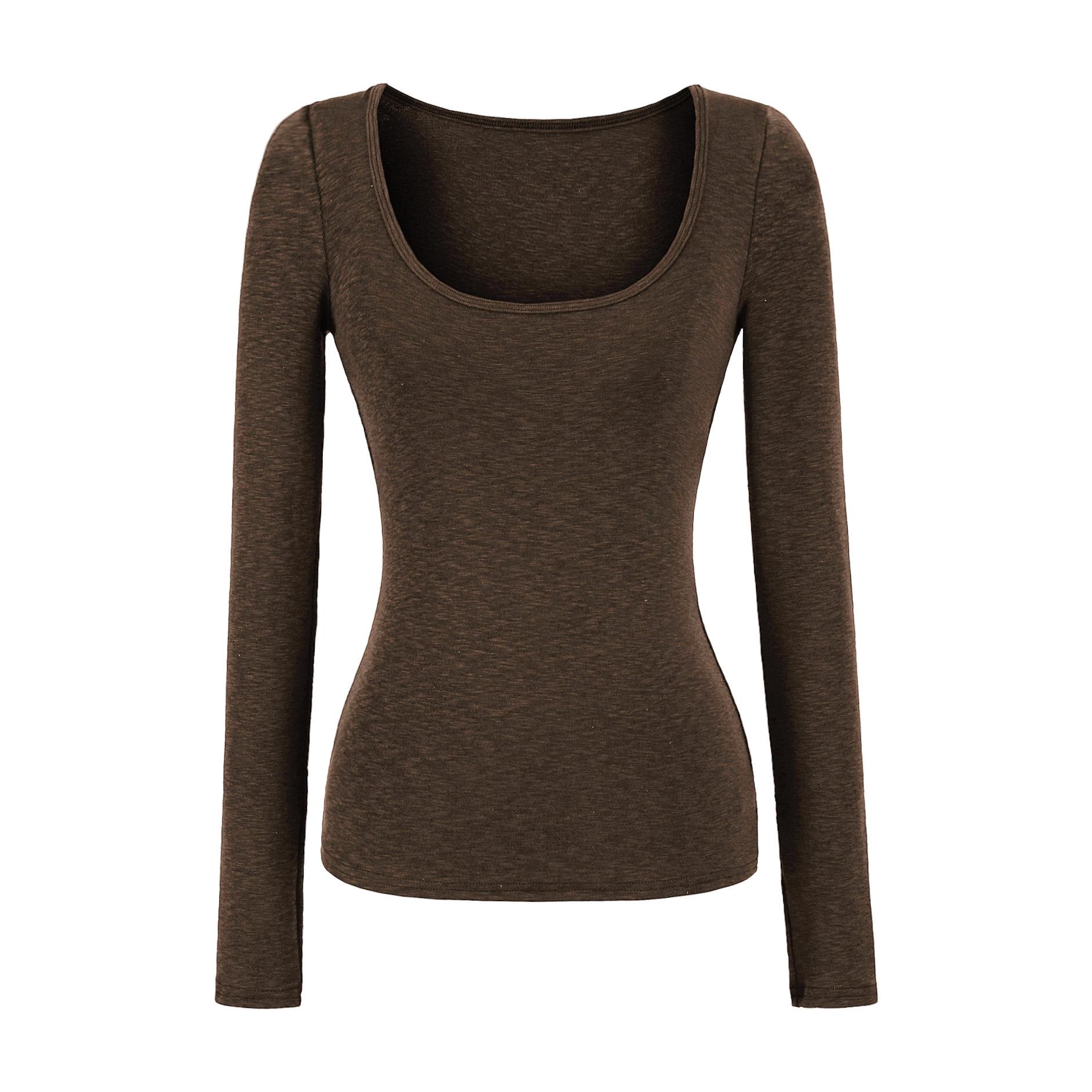 

Snowflake Pattern Cashmere-Like U-Neck Slim Fit Long-Sleeve T-Shirt Large