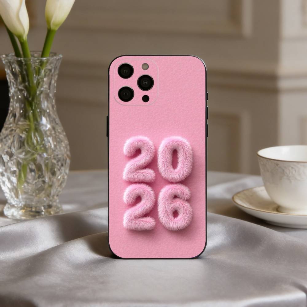 2026 New Year's Art Phone Case For iPhone 17,16,15,14,13,12,11 Plus,Pro Max,XS,Soft Silicone Black Cover