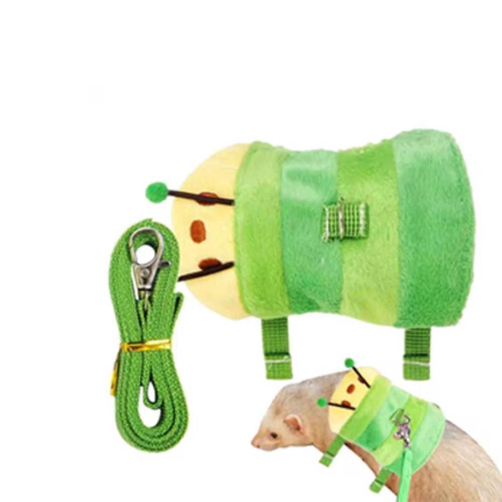 Adjustable Hamster Vest Harness Cartoon Hamster Lead Rope Soft Ferret Walking Leash Walking