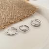 Elegant French Minimalist Heart Chain Ring Set – Personalized, Fashionable, and Versatile Open Three-Piece Design for Women.