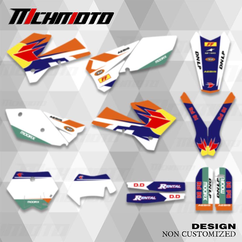 MCHMFG Full Graphics Decal Stickers Kit Number Name Background For KTM 125 200 250 300 400 450 525 540 EXC 2005 2006 2007