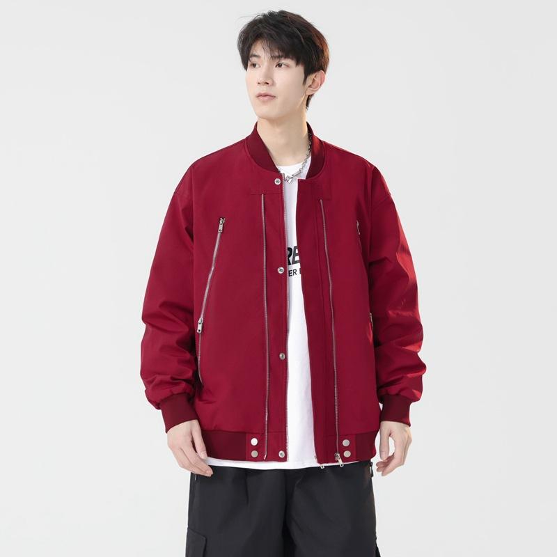 New Jackets Men's and Women's Outdoor Jackets In Autumn and Winter, Multi-zipper Baseball Collar Motorcycle Suit, Solid Color Waterproof Jacket.