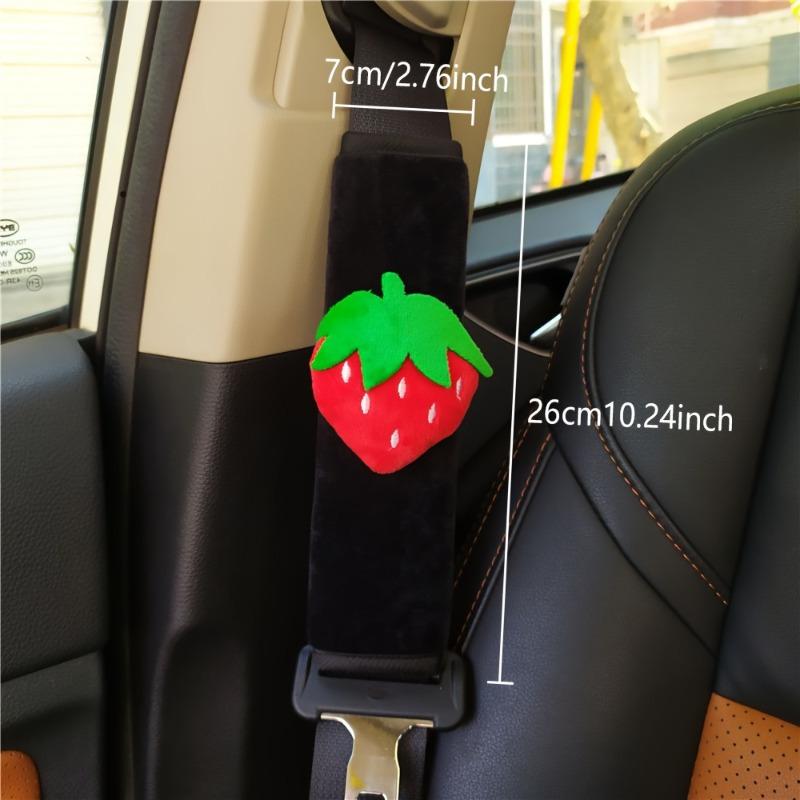 2pcs Soft and Fluffy Car Seat Belt Shoulder Pad for Women, Cute Fruit Strawberry Car Seat Belt Strap Protector