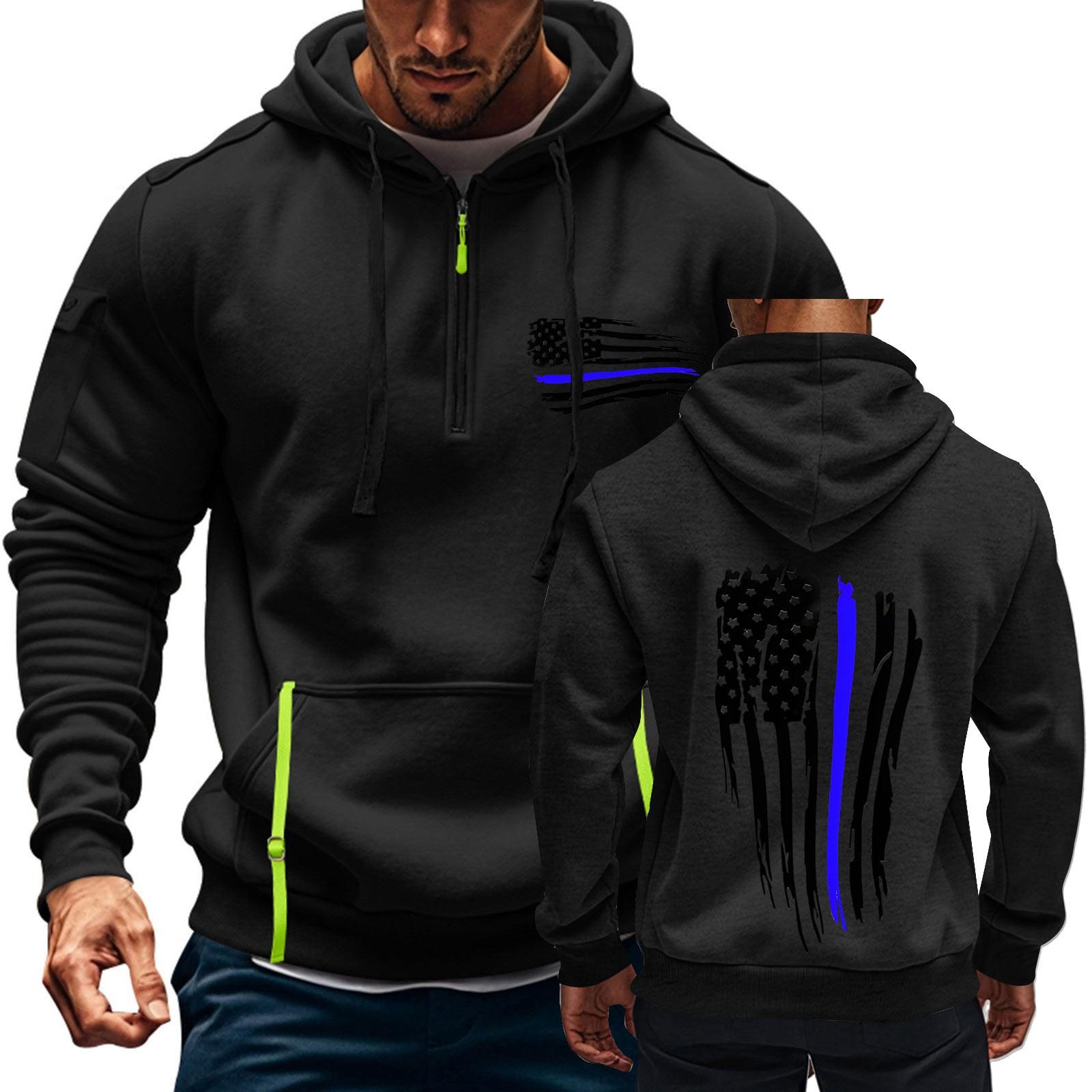 улица Толстовка с капюшоном Patrick s Green Flag Print для мужчин пуловер на молнии для мужчин спортивная повседневная толстовка больших размеров L чёрный 1980₽