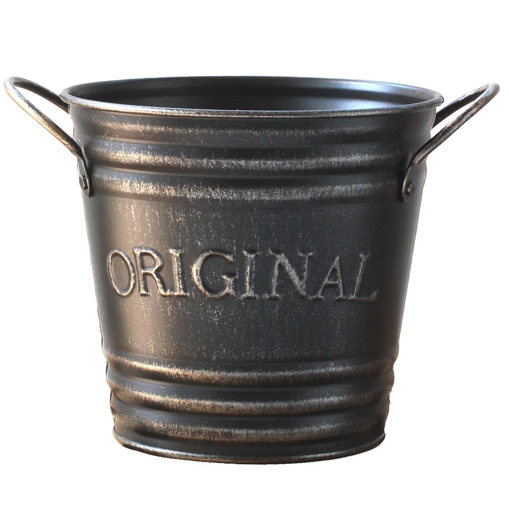 Vintage Double-Handled Iron Basin - Pansy Flower Pot with Retro Distressed Lettering for Garden Decoration