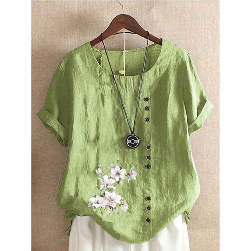 JPNTKY Women's Fashion Casual Short Sleeve O-Neck Blouses & Shirts